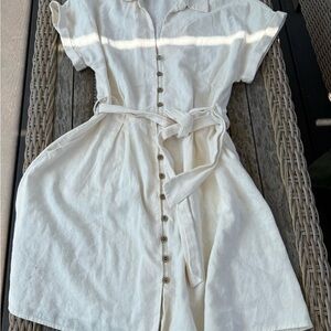 Zara Cream A-Line Mini Dress with pockets